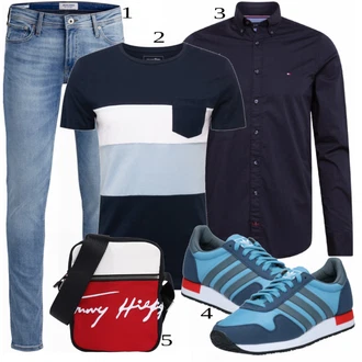 outfit mit Modra Majica Tom Tailor Denim "Priložnostna oblačila"