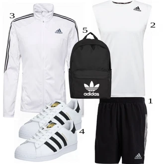 outfit mit Črna Majica Adidas Performance, Bela Casual Majica Adidas Performance, Siva/Bela Adidas Performance "Priložnostna oblačila"
