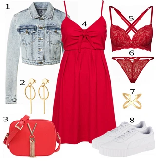 outfit mit Rdeča Obleka About You "Tvoj cool outfit"