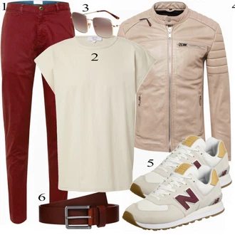 outfit mit Bež Usnjena Jakna Freaky Nation "Priložnostna oblačila"