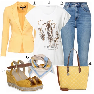 outfit mit Rumena Čevlj Sandali Tom Tailor "Tvoj modni izgled"