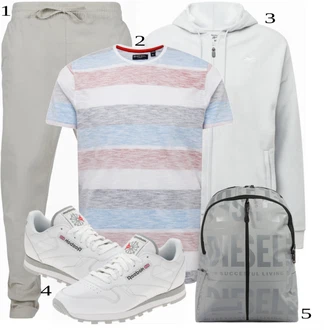 outfit mit Siva/Bela Superga Reebok Classic "Priložnostna oblačila"