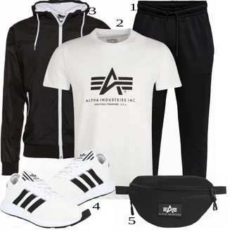 outfit mit Siva Casual Majica Alpha Industries, Črna Torba Alpha Industries "Priložnostna oblačila"