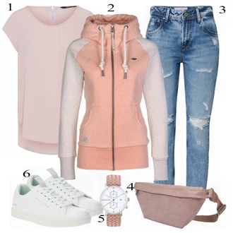 Outfit s Růžová Halenka Móda Pro Plnoštíhlou/Tunika/Tričko & Top Móda Pro Plnoštíhlé Only "Jarní Outfit"