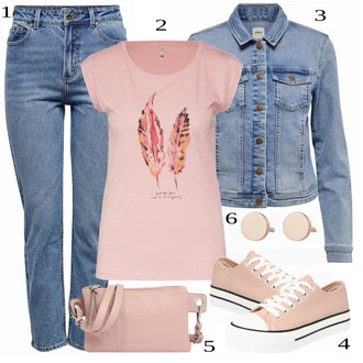 Outfit s Růžová/Zlatý/Hnědá/Červená Sponka do ucha/Brýle/Sluneční Brýle/Pecka ELLI "Jarní Outfit"