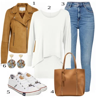 Outfit sa Žuta/Smeđa Traper Jakna Vila "Tvoj otmjeni outfit"