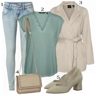 outfit mit Siva/Bež VERO MODA "Oblačila za pomlad za ženske"