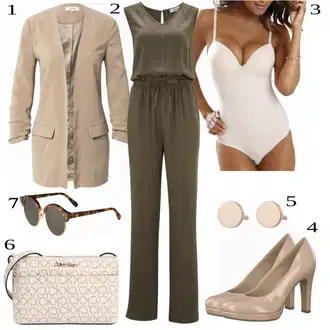 Outfit s Růžová/Zlatý/Hnědá/Červená Sponka do ucha/Brýle/Sluneční Brýle/Pecka ELLI "Jarní Outfit pro ženy"