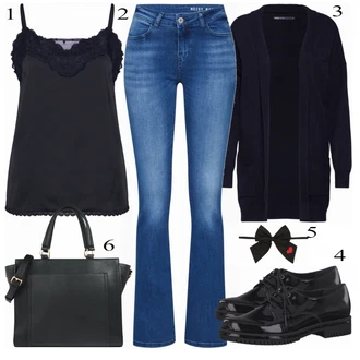 Outfit s Černá/Tmavě zelená Páska s Kapsou/Pouzdro/Collier About You "GABOR"