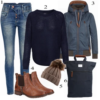 Outfit s Modrá/Bílá Kožené Boty/Push up Džín/Džíny s Nízkým Sedem/Slim Fit Džíny/Kožená Pánská Bund/Džín s Nízkým Pasem Gang "Gang Marge Jeans"