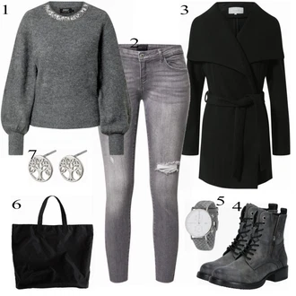 Outfit sa Plava Čizmica Tom Tailor "Sivo Jesen Look"