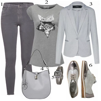 Outfit s Šedá Tričko & Top Móda Pro Plnoštíhlé Heine "Šedý Vzhled"