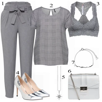 Outfit s Šedá Bota Na Podpatku Buffalo "Šedý Vzhled"