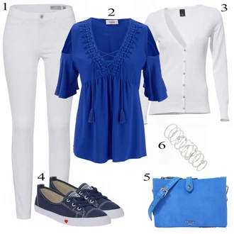 Dlouhé Outfit s Bílá/Žlutá/Šedá Pletenina veľkej veľkosti/Halenka Móda Pro Plnoštíhlou Heine "Heine Blůza"