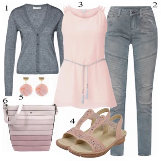 Outfit s Šedá Pletený Oděv Kardigan Edited "Heine Blůzový top"