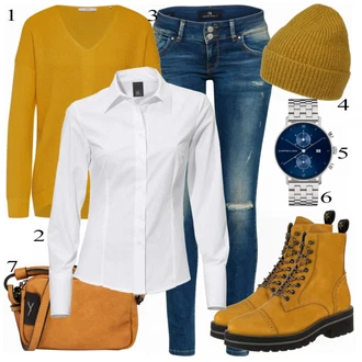 Outfit s Bílá/Růžová/Fialová Kožená bunda/Kotníková Bota/Motorkářské Džíny/Džíny s Rozparkem/Džíny s Dírou/Džíny s Nízkým Sedem/Džín s Nízkým Pasem/Patchworkové Džíny/Slim Fit Džíny/Navlékací džíny/Kožená Pánská Bund LTB "Heine Bluse wei"