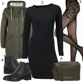 Outfity na zimu s Černá Šaty Heine "Heine Šaty"