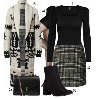 Outfit s Černá Kozačka MARCO TOZZI "Podzimní Look"