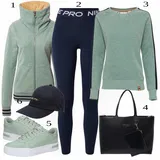 Outfity s modrými termo legínami image