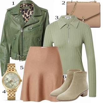 Outfit s Šedá Kožené Bund Oakwood "Elegantní vzhled"