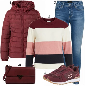 Outfit s Modrá Kožená bunda VERO MODA "Praktický vzhled"