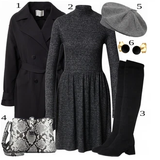 Kašmír Outfit s Šedá Klobouk "Trendový podzimní outfit"