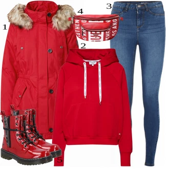 outfit mit Rdeča Škorenj Mustang "1"