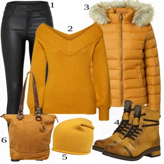 Outfit s Žlutá/Hnědá Sveter Jednoduchý Svetr/Basic Svetr/Vintage svetr/Vlněný Svetr/Kašmírový Svetr/Svetr Niki/Pletený Svetr JdY "Outfit na podzim"