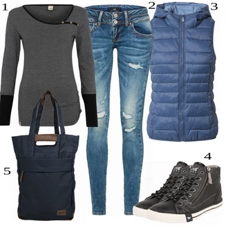 Outfit sa Plava Tenisica Mustang "Jesenski Look"