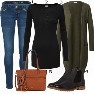Outfit s Modrá Kozačka Tamaris "Podzimní Vzhled"