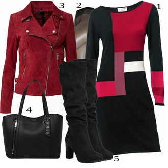 outfit mit Škrlatna Usnjena Jakna Freaky Nation "1"