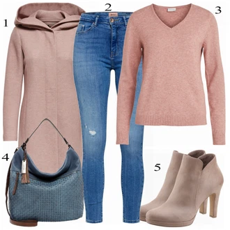 Outfit s Růžová/Hnědá/Fialová Zimní Kabát Vlněný kabát/Lodenový kabát/Pletený Kabát/Kabát s Kapucí/Pletený Fleecový Kabát/Kašmírový Kabát/Vlněný Fleecový Kabát Only "Praktický vzhled"