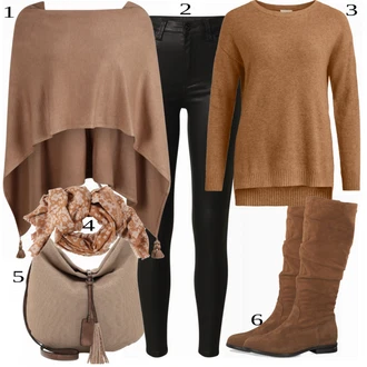 Outfit s Hnědá Pončo Comma "Podzimní Look"