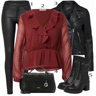 Outfit sa Crvena Bluza About You "Tvoj otmjeni outfit"