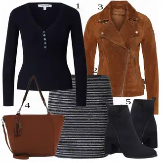 Outfit s Šedá/Hnědá/Khaki/Béžová Bunda s Bočním Zipem/Kožené Bund Kožená vintage bunda/Bunda z Umělé Kůže/Motorkářské Bund/Kožené Bund/Motorkářská bunda Freaky Nation "Trendový podzimní outfit"