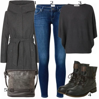 Krátká/mini Outfit s Černá Podzimní bunda VERO MODA "Praktický vzhled"