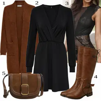 Outfity na podzim s Černá Šaty Móda Pro Plnoštíhlou/Šaty s dlouhým rukávem/Šaty s výstřihem/Košilové šaty Only "Trendový podzimní outfit"