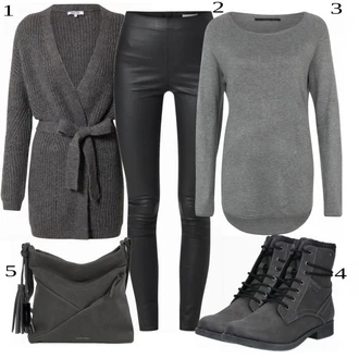 Elegantní Outfit s Šedá/Tmavě šedá Móda Pro Plnoštíhlou Pletenina veľkej veľkosti About You "Podzimní Ležérní Outfit"Look: Elegantní, Kancelář, Old Money, Příliš oblečený, Univerzitní
