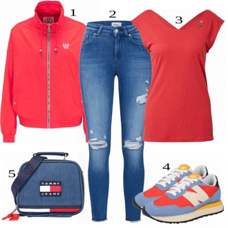 Outfit sa Crvena Traper Jakna Mymo "Tvoj otmjeni outfit"