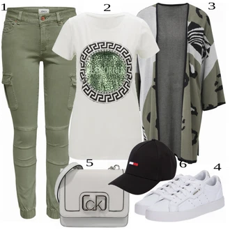 Outfit s Khaki Cargo Kalhoty/Kalhoty s dírou Only "Lehký outfit"