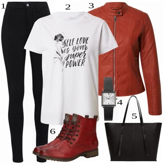 Outfit s Červená Kabát/Podzimní bunda Vila "Nonšalantní look pro volný čas"
