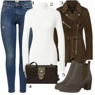 Outfit s Černá Kožené Bund Freaky Nation "Podzimní Look"