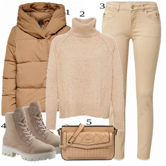Prošívaný Dlouhé / Maxi Outfit s Hnědá Dlouhé Kardigany/Taška Přes Rameno/Batoh/Dlouhý Svetr/Dlouhý Zimní Kabát/Dlouhá tylová sukně/Doplňek river island "Ulice Styl Outfit"