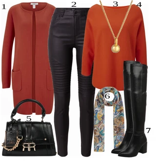 Outfit s Červená Pletený Oděv Kardigan Heine, Červená Pletený Oděv Heine "Praktický vzhled"