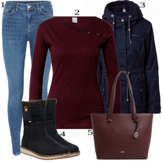 Outfit s Černá Kabát Ragwear "Podzimní Look"