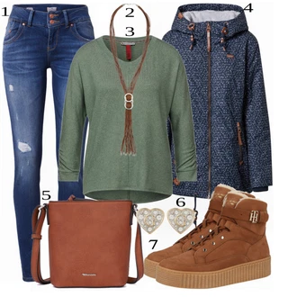 Outfit s Šedá/Zelená Street One "Ulice Styl Outfit"