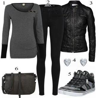 Lesk Outfit s Černá/Červená Motorkářské Bund/Motorkářská bunda/Kožené Bund Bunda z Umělé Kůže Only "Podzimní Oblečení"