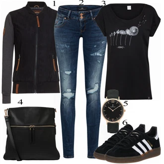Fotbal Outfit s Černá Kožené tenisky/Úzká teniska/Vintage teniska/Šněrovací bota/Skate Bota/Nízká Teniska Adidas Originals "Iriedaily TShirt Evolution"Look: Fotbal, Házená, Bruslení