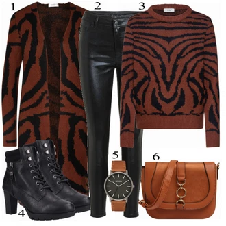 Skinny Outfit s Černá Dlouhý Zimní Kabát/Dlouhé Šaty/Dlouhá tylová sukně Vila "JACQUELINE Pullover"