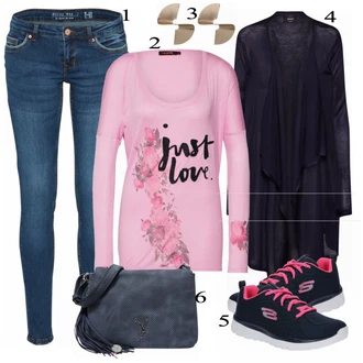 Outfit s Modrá Teniska Skechers "Jen Love"
